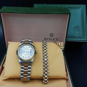 Rolex Oyster Day-Date & Gourmette Silver Gold