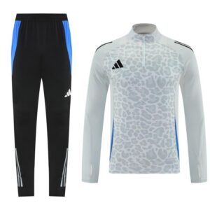 Adidas light grey leopard print half zip 25/26