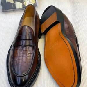 Mocassin croco marron